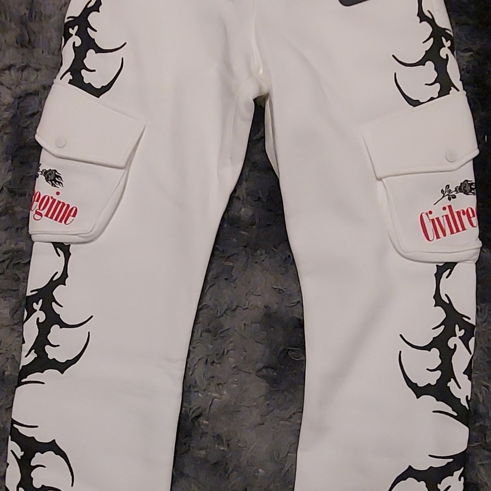 New Civil Regime Marvel White Cargo Jogger Pants – Streetwear Style